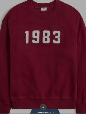 J. Crew Men's Crewneck Sweatshirt in Burgundy with White '1983' Print